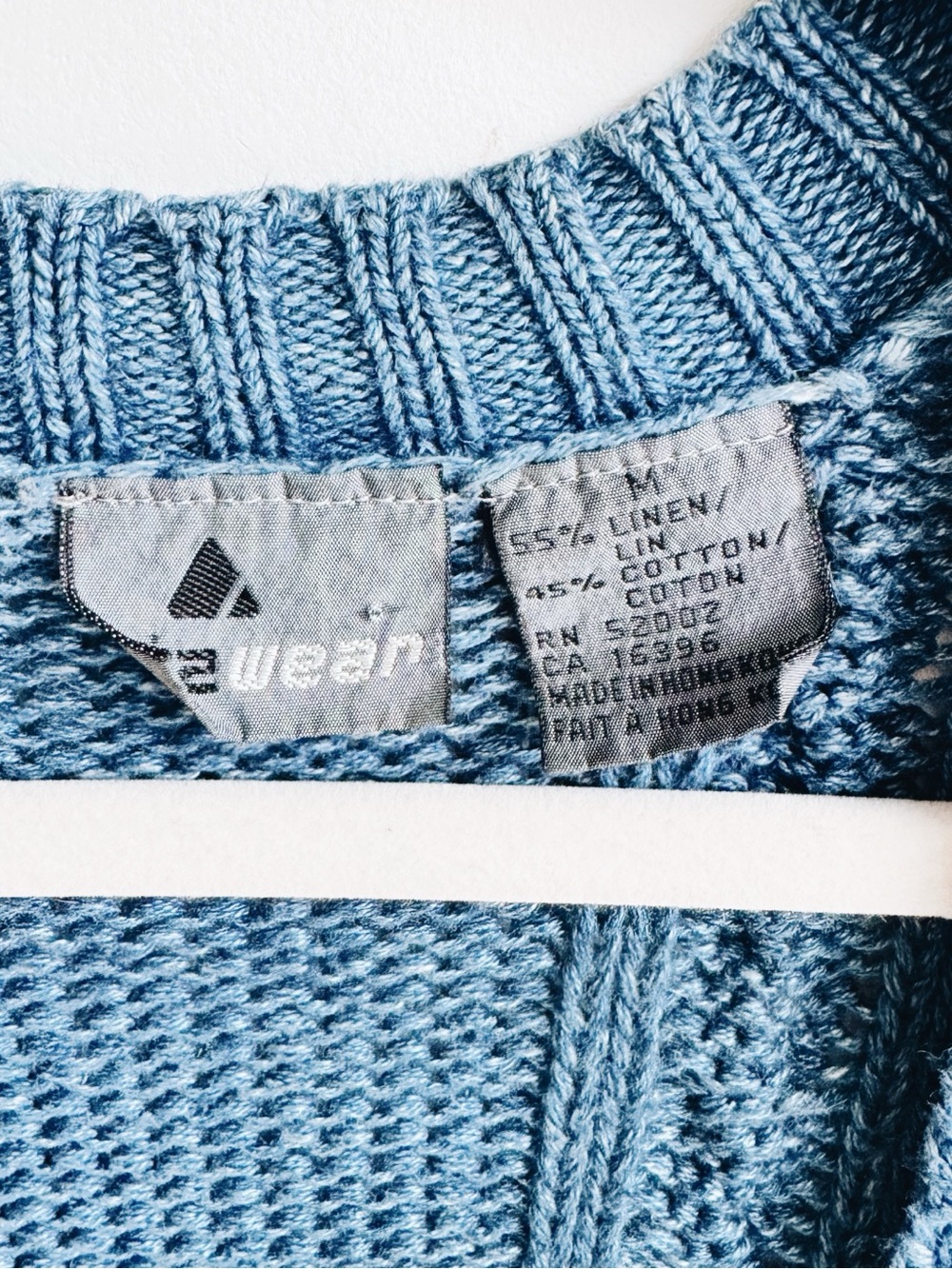 Vintage Lizwear Blue Cable Knit Linen Cotton Long Cardigan Sweater M - Picture 7 of 7